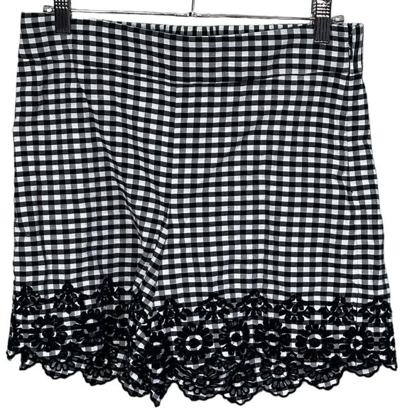 J Crew black and white gingham and lace lightweight shorts size 2 - Picture 1 of 8